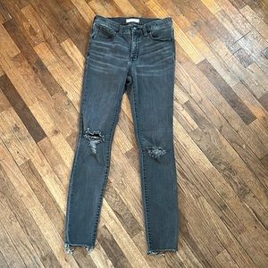 Madewell distressed 9” high-rise skinny  faded black jeans whiskered size 27
